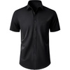 image:imageMens Short Sleeve Dress Shirt Wrinkle Free Button Down Shirt with PocketBlack
