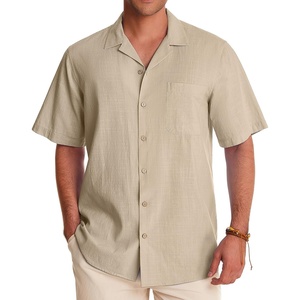 image:imageAlimens amp Gentle Mens Linen Shirts Cotton Hawaiian Shirts Short Sleeve Button Down Shirts Casual Summer Beach TopsBlush Stone