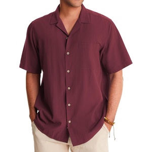 image:imageAlimens amp Gentle Mens Linen Shirts Cotton Hawaiian Shirts Short Sleeve Button Down Shirts Casual Summer Beach TopsBurgundy