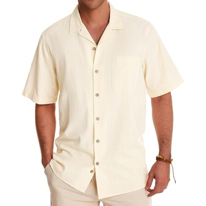 image:imageAlimens amp Gentle Mens Linen Shirts Cotton Hawaiian Shirts Short Sleeve Button Down Shirts Casual Summer Beach TopsCloud Cream