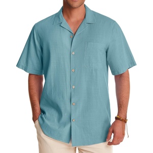 image:imageAlimens amp Gentle Mens Linen Shirts Cotton Hawaiian Shirts Short Sleeve Button Down Shirts Casual Summer Beach TopsGray Mist
