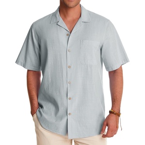 image:imageAlimens amp Gentle Mens Linen Shirts Cotton Hawaiian Shirts Short Sleeve Button Down Shirts Casual Summer Beach TopsGrey