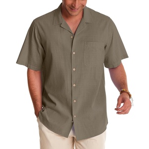 image:imageAlimens amp Gentle Mens Linen Shirts Cotton Hawaiian Shirts Short Sleeve Button Down Shirts Casual Summer Beach TopsKhaki