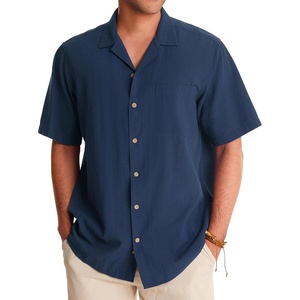 image:imageAlimens amp Gentle Mens Linen Shirts Cotton Hawaiian Shirts Short Sleeve Button Down Shirts Casual Summer Beach TopsNavy Blue