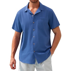 image:imageAlimens amp Gentle Mens Linen Shirts Cotton Hawaiian Shirts Short Sleeve Button Down Shirts Casual Summer Beach TopsRoyal Blue