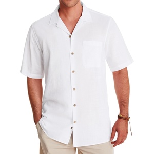 image:imageAlimens amp Gentle Mens Linen Shirts Cotton Hawaiian Shirts Short Sleeve Button Down Shirts Casual Summer Beach TopsWhite