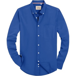 image:imageAlimens amp Gentle Mens Solid Oxford Shirt Long Sleeve Dress Shirt Work Casual Button Down Shirts with PocketBright Blue