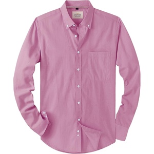 image:imageAlimens amp Gentle Mens Solid Oxford Shirt Long Sleeve Dress Shirt Work Casual Button Down Shirts with PocketDark Pink