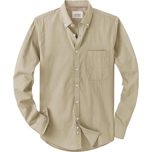 image:imageAlimens amp Gentle Mens Solid Oxford Shirt Long Sleeve Dress Shirt Work Casual Button Down Shirts with PocketLight Khaki