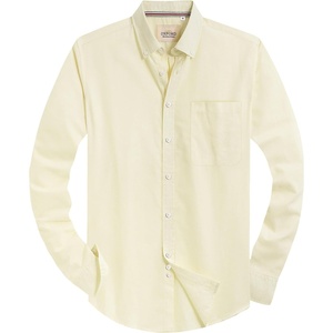 image:imageAlimens amp Gentle Mens Solid Oxford Shirt Long Sleeve Dress Shirt Work Casual Button Down Shirts with PocketLight Yellow