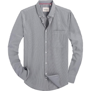 image:imageAlimens amp Gentle Mens Solid Oxford Shirt Long Sleeve Dress Shirt Work Casual Button Down Shirts with PocketStripedblack White