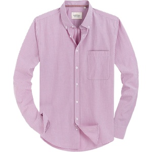 image:imageAlimens amp Gentle Mens Solid Oxford Shirt Long Sleeve Dress Shirt Work Casual Button Down Shirts with PocketStripedpink