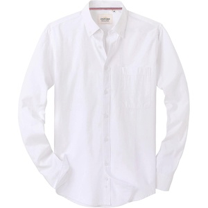 image:imageAlimens amp Gentle Mens Solid Oxford Shirt Long Sleeve Dress Shirt Work Casual Button Down Shirts with PocketWhite