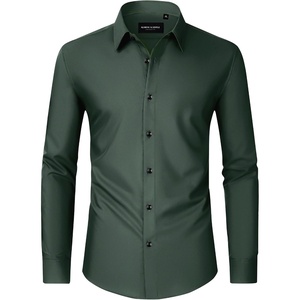 image:imageMens Dress Shirts Long Sleeve Wrinkle Free Business Button Down ShirtDark Green