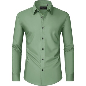 image:imageMens Dress Shirts Long Sleeve Wrinkle Free Business Button Down ShirtGrayish Green