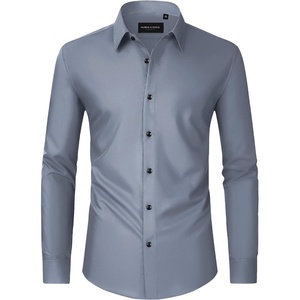 image:imageMens Dress Shirts Long Sleeve Wrinkle Free Business Button Down ShirtGrey