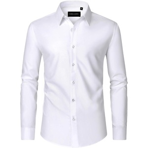 image:imageMens Dress Shirts Long Sleeve Wrinkle Free Business Button Down ShirtSolid White