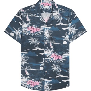 image:imageMens Hawaiian Shirt Summer Beach Casual Short Sleeve Button Down ShirtsDark Blue Beach