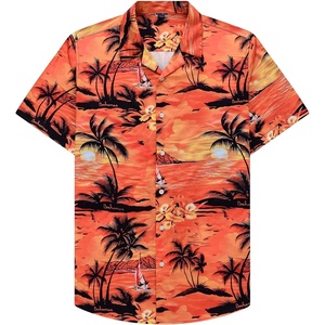 image:imageMens Hawaiian Shirt Summer Beach Casual Short Sleeve Button Down ShirtsDusk