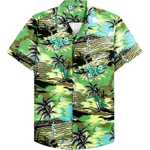 image:imageMens Hawaiian Shirt Summer Beach Casual Short Sleeve Button Down ShirtsGreen Beach