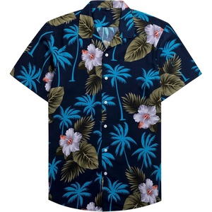 image:imageMens Hawaiian Shirt Summer Beach Casual Short Sleeve Button Down ShirtsNavy Blue