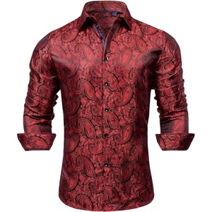 image:imageMens Paisley Dress Shirt Long Sleeve Button Down Floral Shirt Party WeddingRed