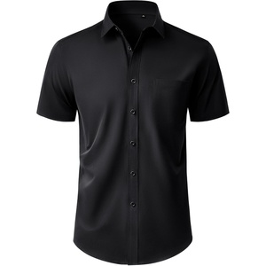 image:imageMens Short Sleeve Dress Shirt Wrinkle Free Button Down Shirt with PocketBlack