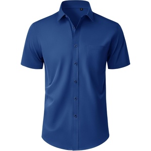 image:imageMens Short Sleeve Dress Shirt Wrinkle Free Button Down Shirt with PocketBlue
