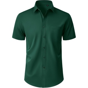 image:imageMens Short Sleeve Dress Shirt Wrinkle Free Button Down Shirt with PocketGreen