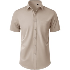 image:imageMens Short Sleeve Dress Shirt Wrinkle Free Button Down Shirt with PocketKhaki