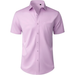 image:imageMens Short Sleeve Dress Shirt Wrinkle Free Button Down Shirt with PocketLavender