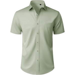 image:imageMens Short Sleeve Dress Shirt Wrinkle Free Button Down Shirt with PocketSage Green