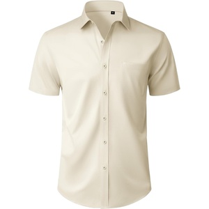 image:imageMens Short Sleeve Dress Shirt Wrinkle Free Button Down Shirt with PocketTan