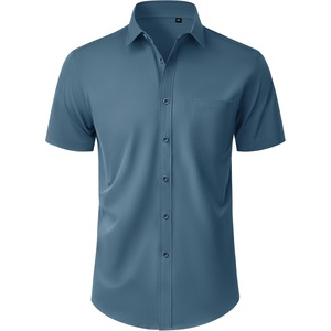 image:imageMens Short Sleeve Dress Shirt Wrinkle Free Button Down Shirt with PocketTeal